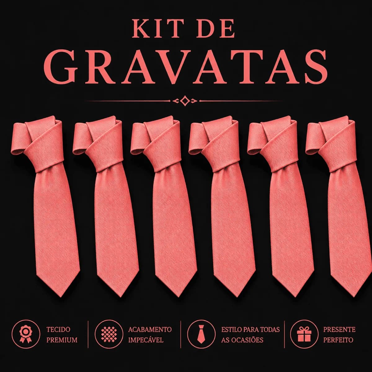 Kit 8 Gravatas Masculino Slim Padrinho Premium Rose - 1