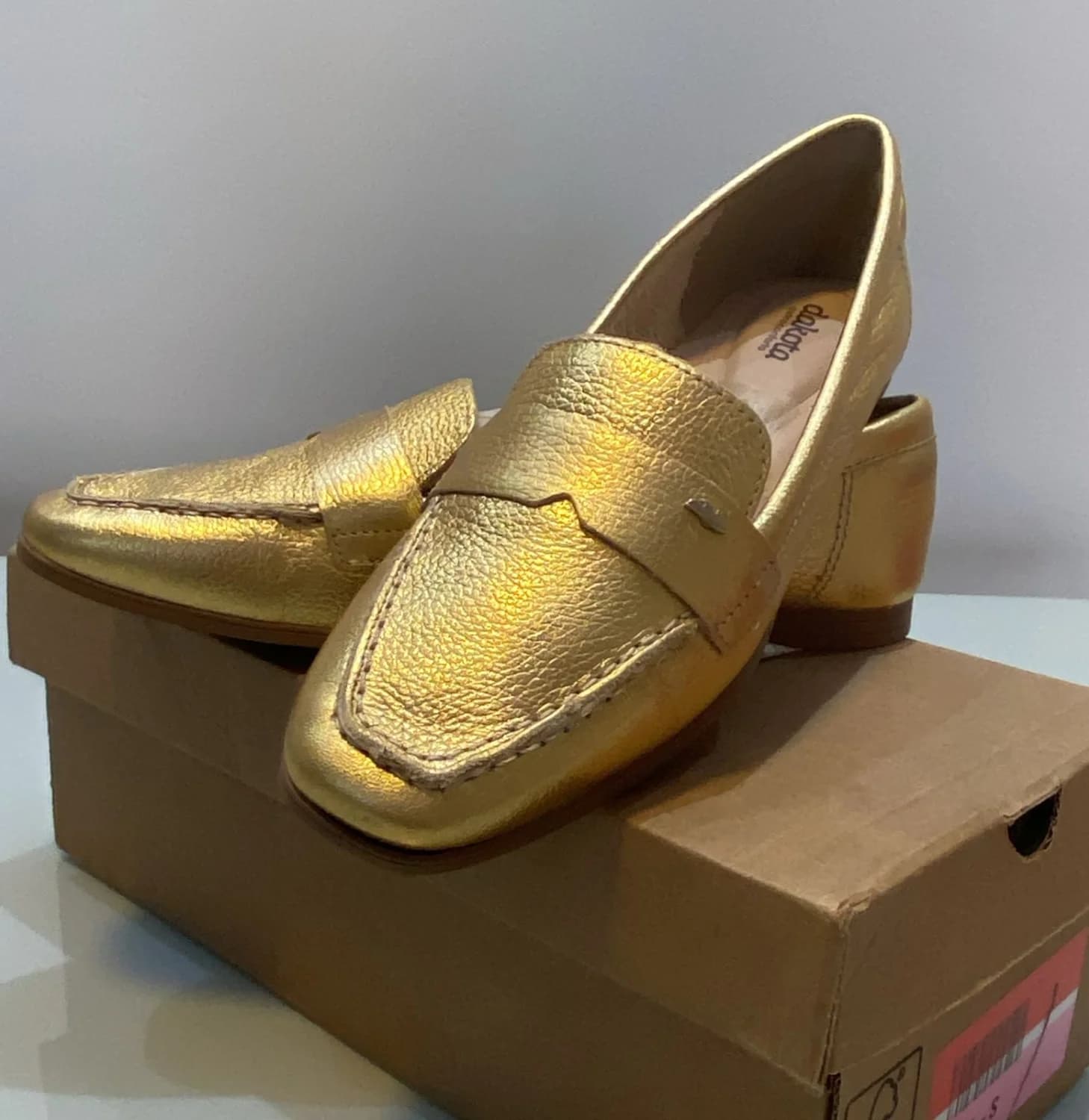 Mocassim Dakota Metalizado Dourada Nº36 - 1